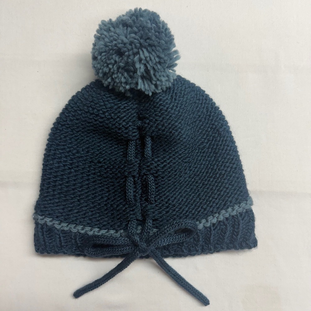 Mountain Hardwear Womens Wool Blend Pom Beanie Hat Fleece Lined Slate Blue
